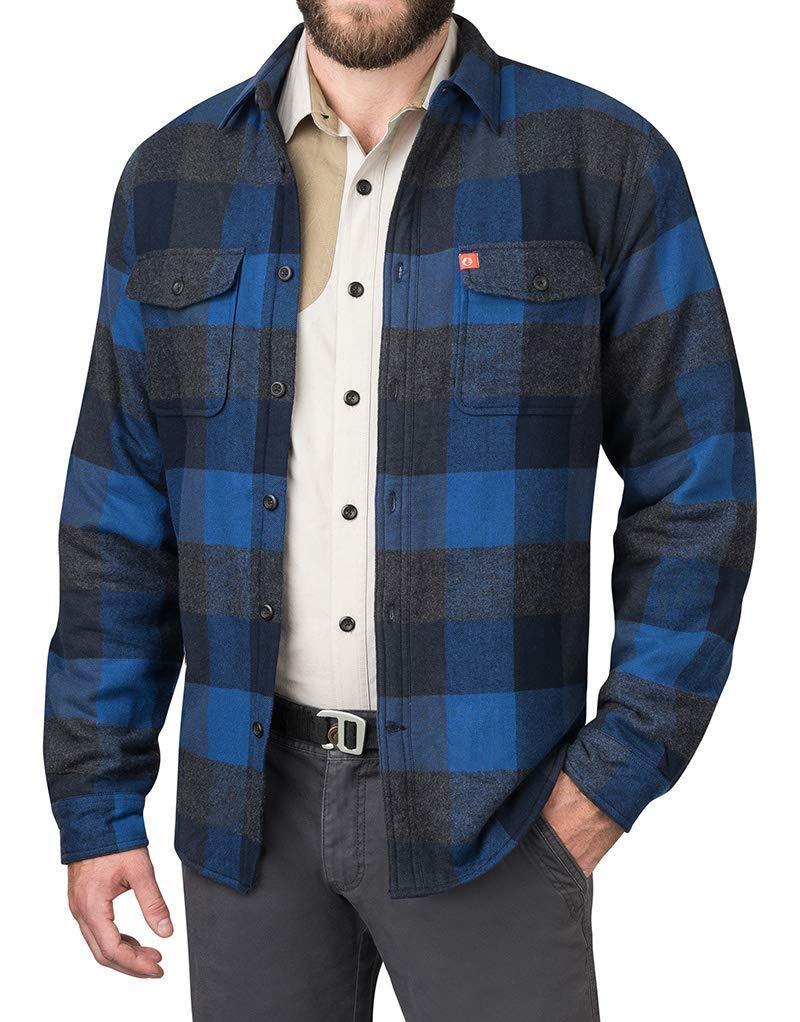 The American Outdoorsman Men's Polar Fleece-Lined Flannel Shirt Jacket, ECOF9H4174, Navy Check, XXL