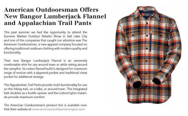 American Outdoorsman Offers New Bangor Lumberjack Flannel and Appalachian Trail Pants