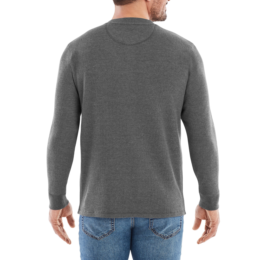 Chemise Henley The American Outdoorsman Homme - Bleu, Maille Gaufrée, Manches Longues, Taille M