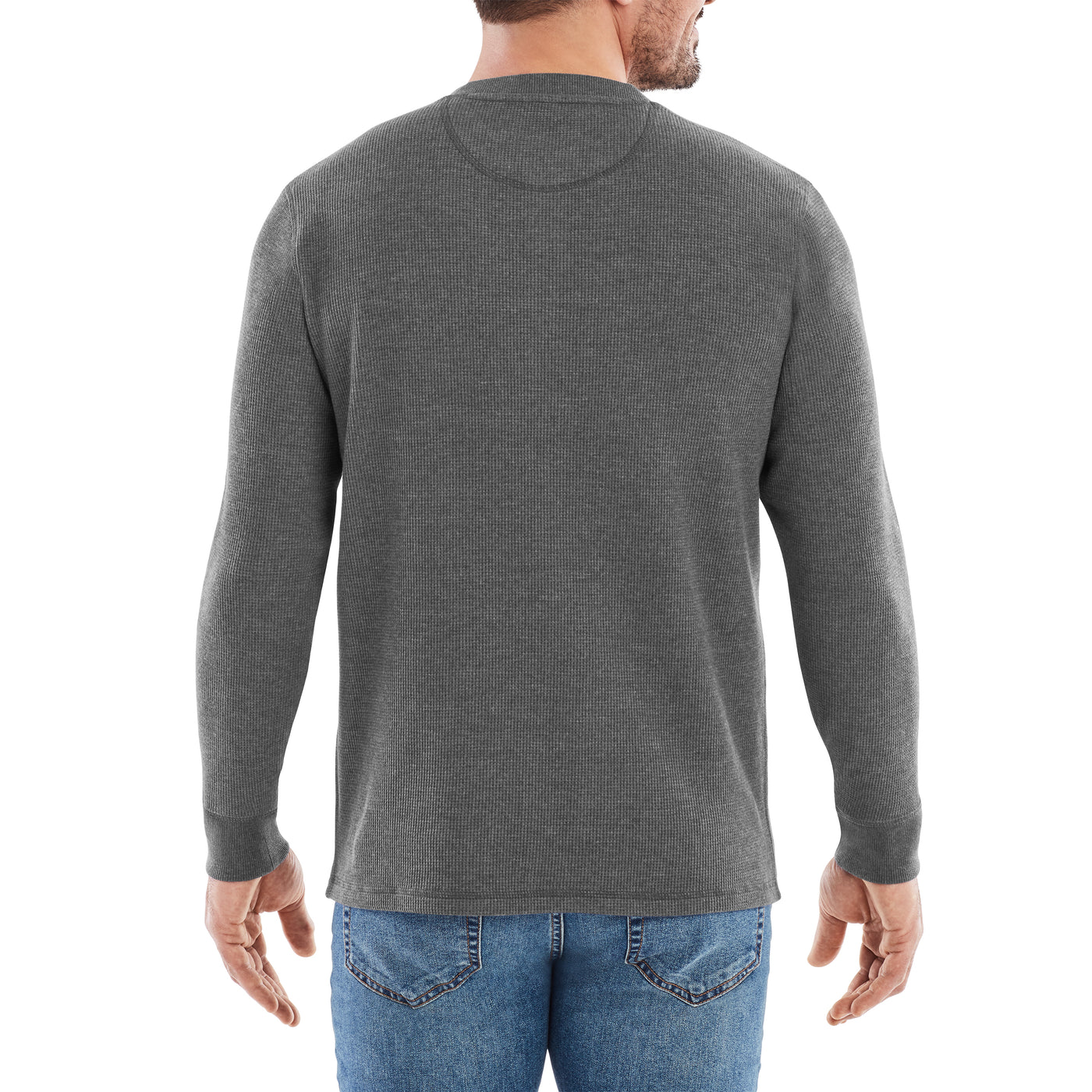 All in Motion T Shirt Gray Mens XXL Waffle Knit Henley Long Sleeve A2014