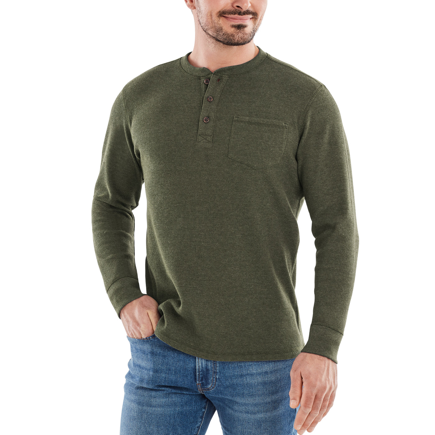 Waffle Knit Thermal Henley With Pocket – The American Outdoorsman