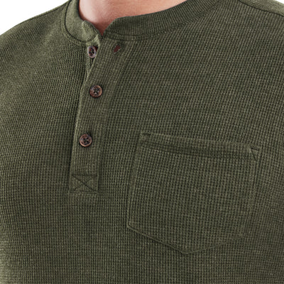 Waffle Knit Thermal Henley With Pocket