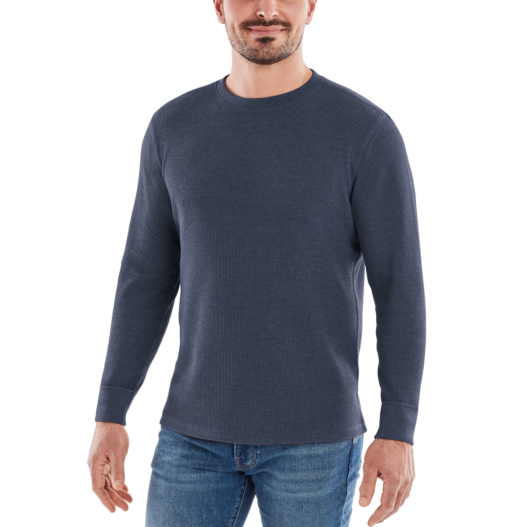 Versatile Men's Waffle Thermal Top Long Sleeve Crew Neck Shirt for Daily  Wear 