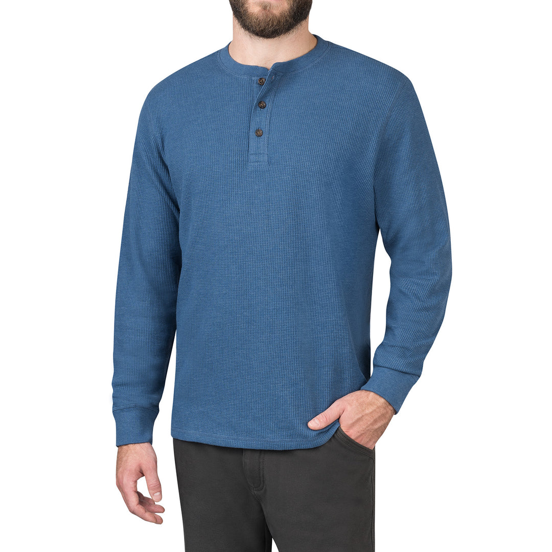 thumbnail image 2 of Sonoma Men's Waffle Thermal Henley Long Sleeve T-Shirt - 5 Colors - S To 2XL NWT 2 of 2