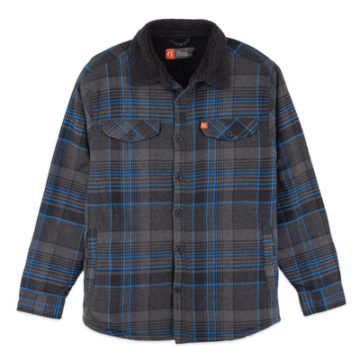 Flannel Shirt Jacket with Sherpa Fleece Lining & Collar