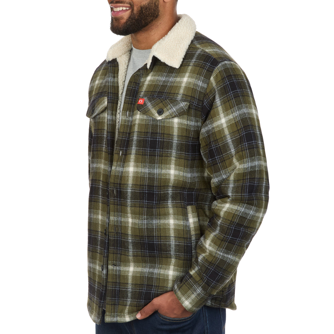 Flannel Shirt Jacket with Sherpa Fleece Lining & Collar – The