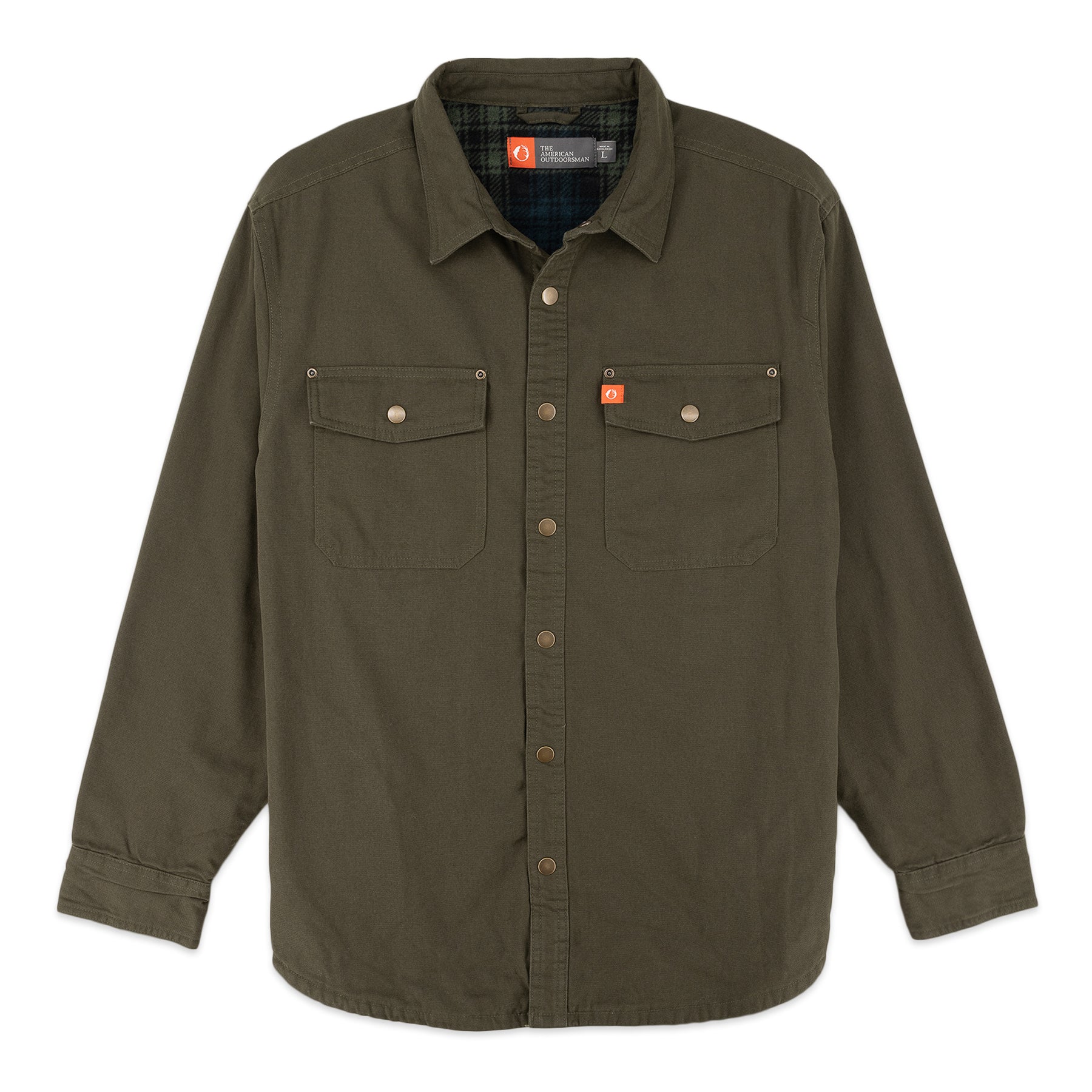 The American Outdoorsman Polar Fleece Lined Canvas Shirt Jacket for Men - Features Double Chest & Lined Hand Warmer Pockets