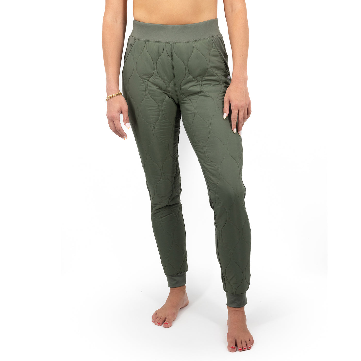 Women's High Rise Quilted Front Joggers