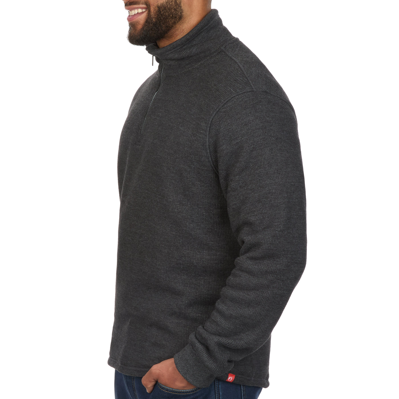 Sherpa Lined Waffle Knit Quarter-Zip Pullover