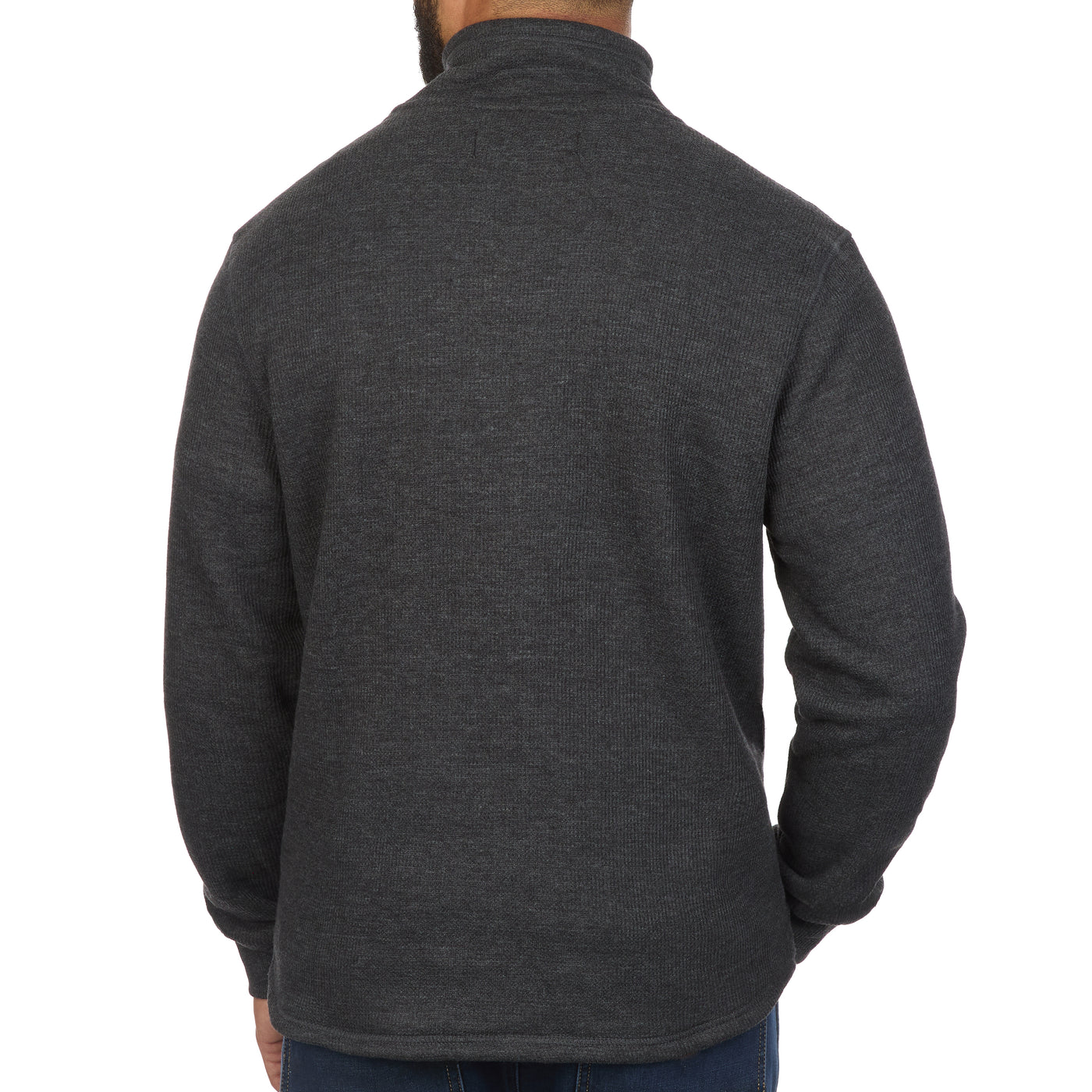 Sherpa Lined Waffle Knit Quarter-Zip Pullover