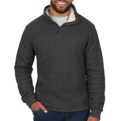 Sherpa Lined Waffle Knit Quarter-Zip Pullover