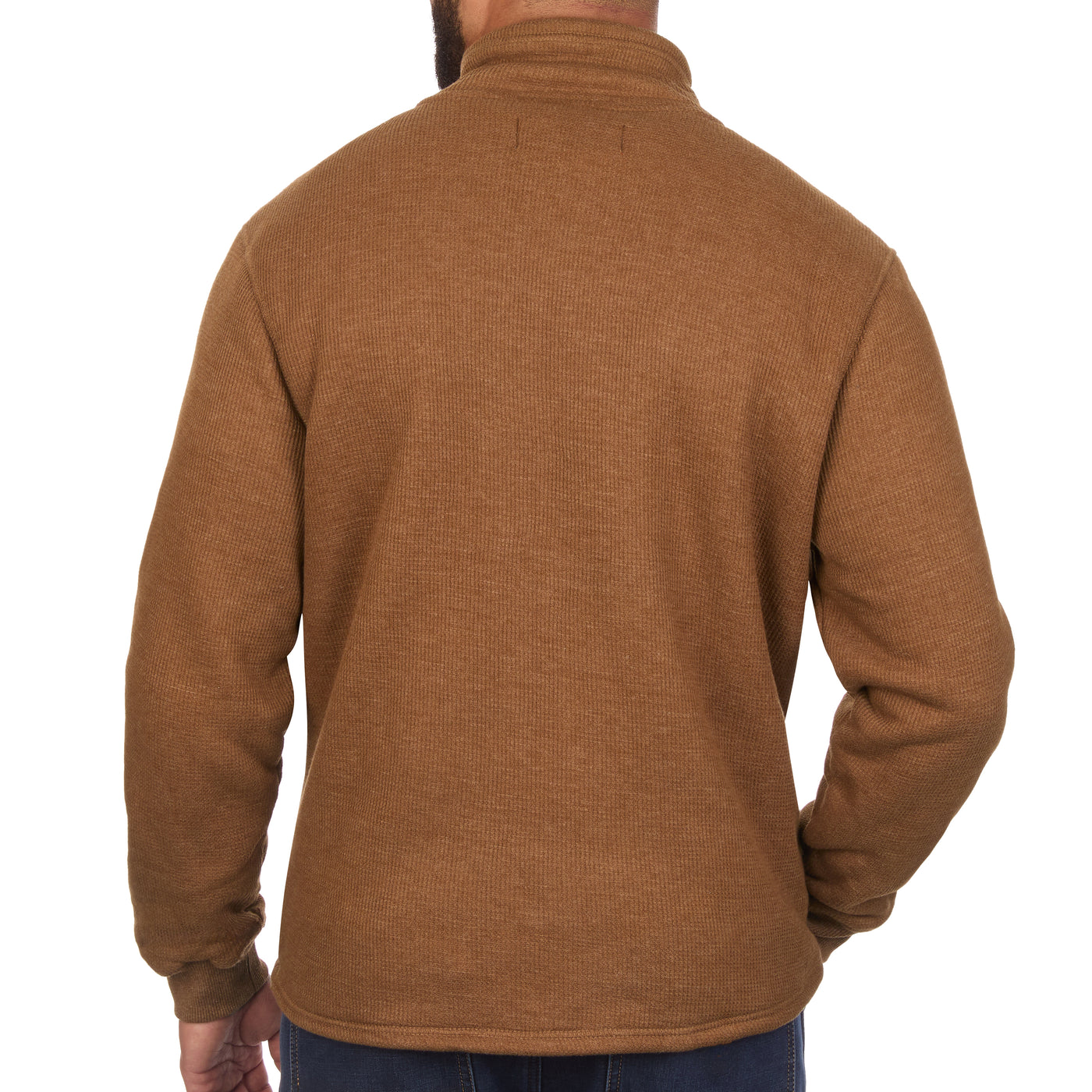 Sherpa Lined Waffle Knit Quarter-Zip Pullover