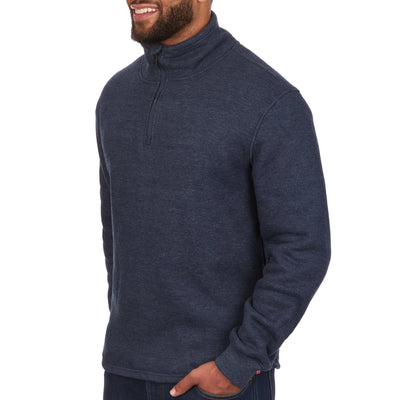 Sherpa Lined Waffle Knit Quarter-Zip Pullover