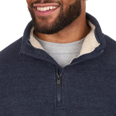 Sherpa Lined Waffle Knit Quarter-Zip Pullover