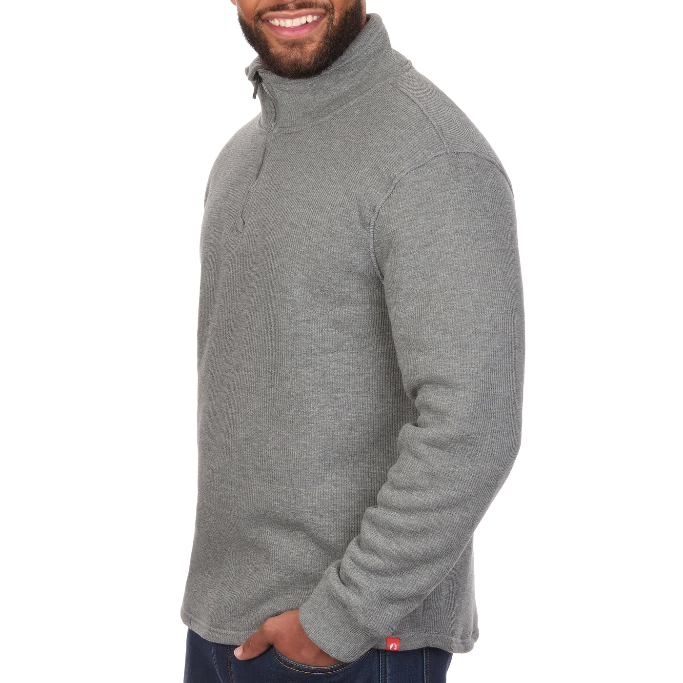 Sherpa Lined Waffle Knit Quarter-Zip Pullover