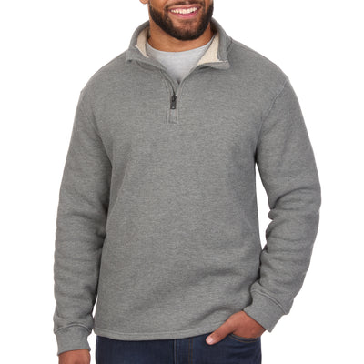 Sherpa Lined Waffle Knit Quarter-Zip Pullover