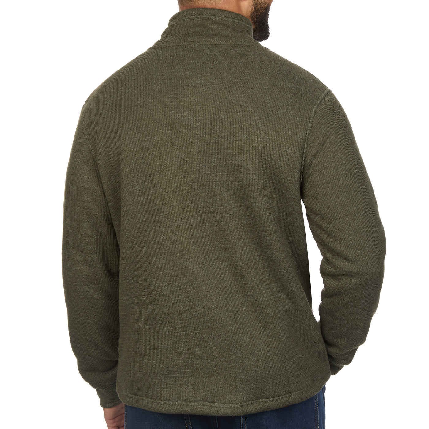 Sherpa Lined Waffle Knit Quarter-Zip Pullover