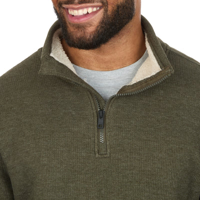 Sherpa Lined Waffle Knit Quarter-Zip Pullover