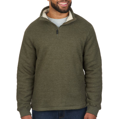 Sherpa Lined Waffle Knit Quarter-Zip Pullover