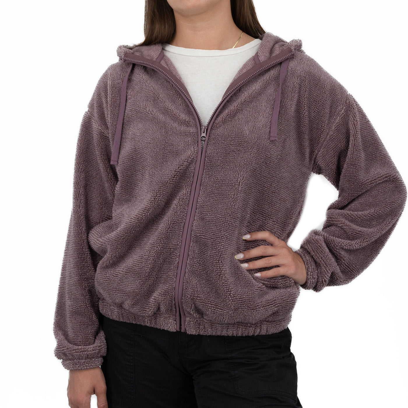 Women's Two Tone Full Zip Fleece Hoodie