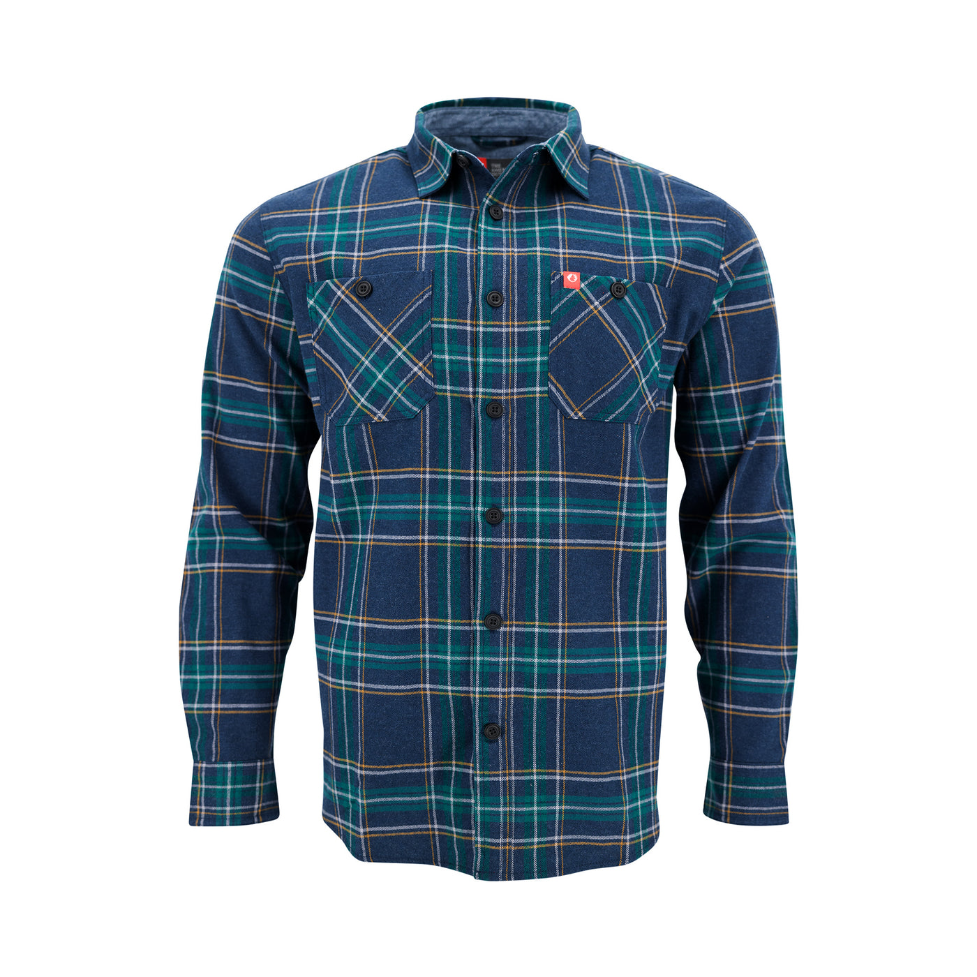 Plaid Button-Down Heavyweight Flannel Shirt - The American Outdoorsman #color_blue-green
