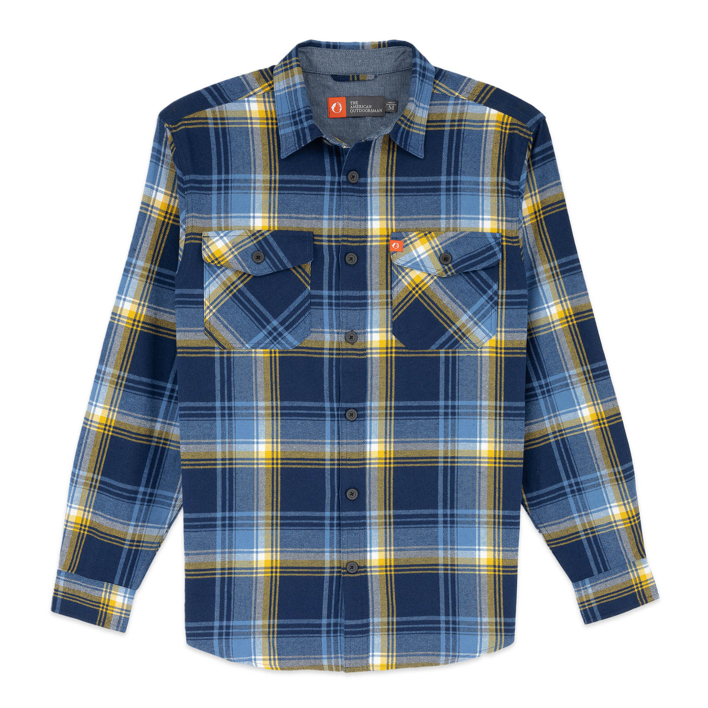 Heavyweight Flannel Shirt with Patch and Flap Pockets - The American Outdoorsman #color_blue