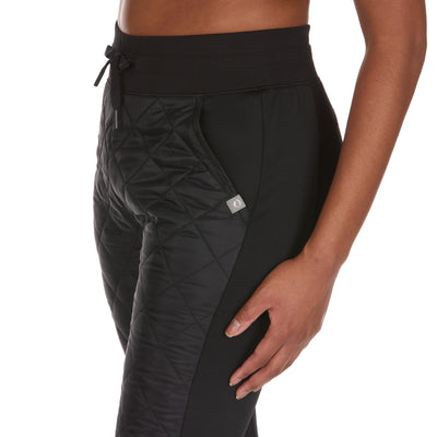 American Outdoorsman Women's High Rise Quilted Front Joggers #color_jet-black