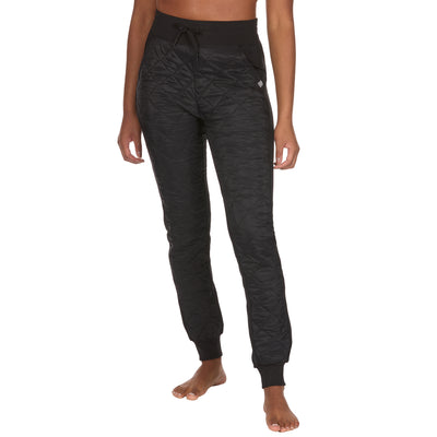 American Outdoorsman Women's High Rise Quilted Front Joggers #color_jet-black