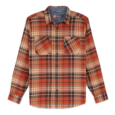 Plaid Button-Down Midweight Flannel Shirt - The American Outdoorsman #color_rust