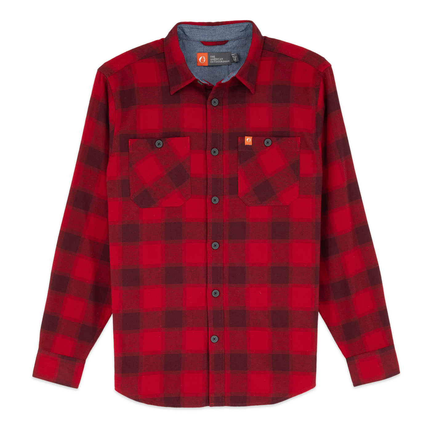 The American Outdoorsman Men's Long Sleeve Midweight Plaid Flannel Button Down Shirt (Red/Wht/Blue, Medium)