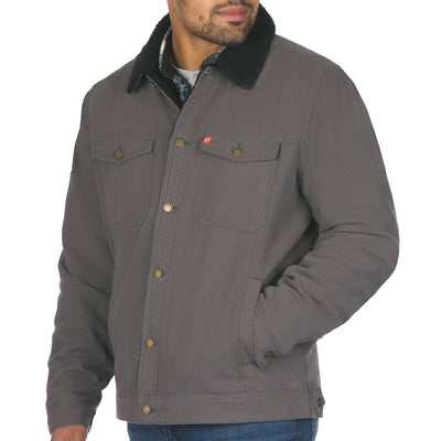 Solid Sherpa Lined Trucker Jacket #color_smokey-trout