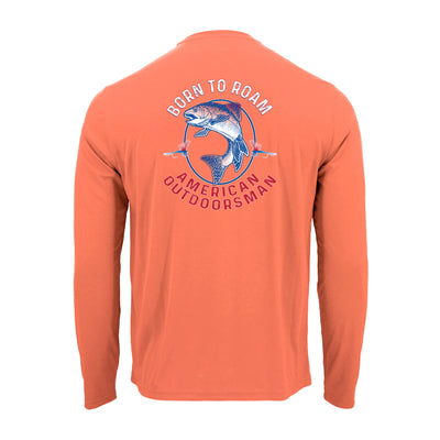 Long sleeve UPF protection 50 sun tee shirt #color_born-to-roam-fresh-salmon