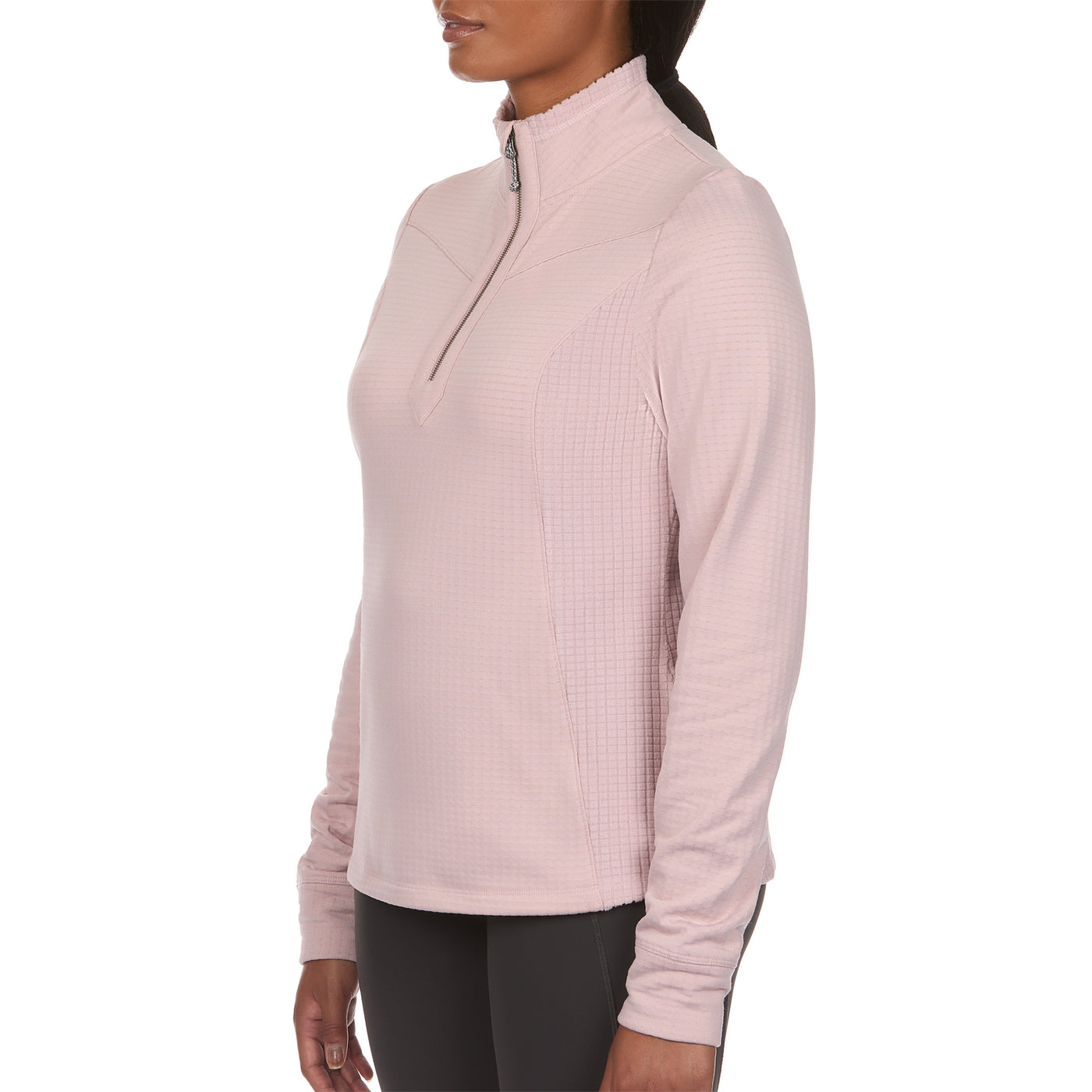 American Outdoorsman activewear hiking Women's Quarter-Zip Mock Neck Sweater #color_burnished-lilac