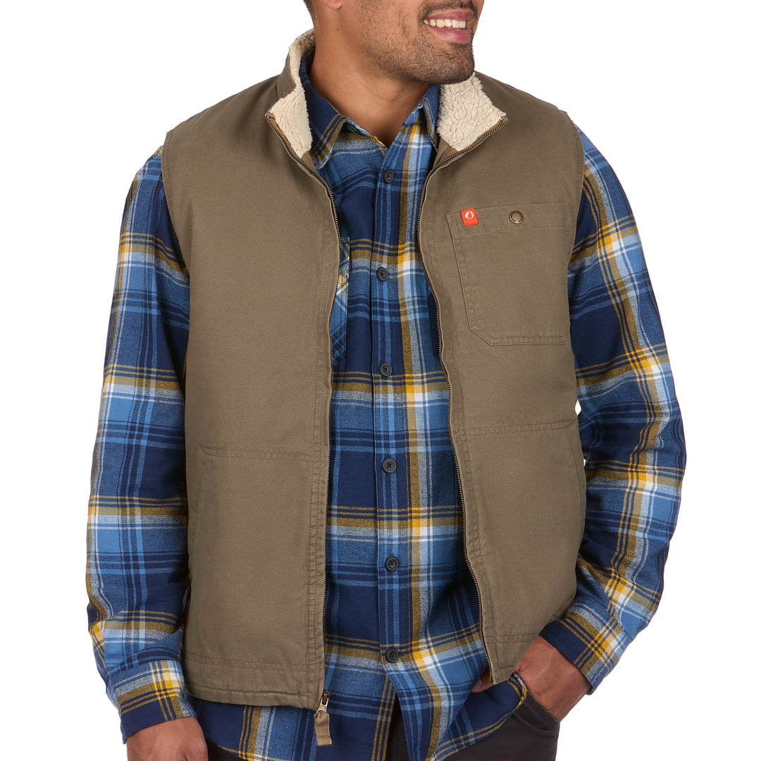 The American Outdoorsman Solid Sherpa Lined Twill Vest