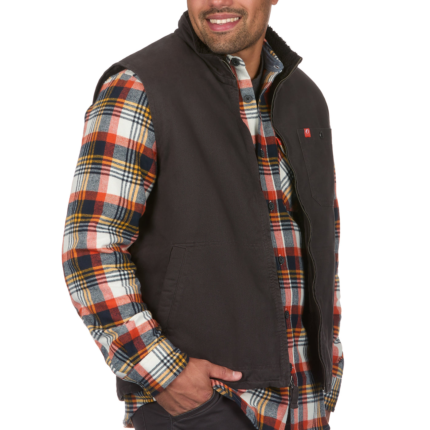 American outdoorsman Solid Sherpa Lined Twill Vest #color_raven