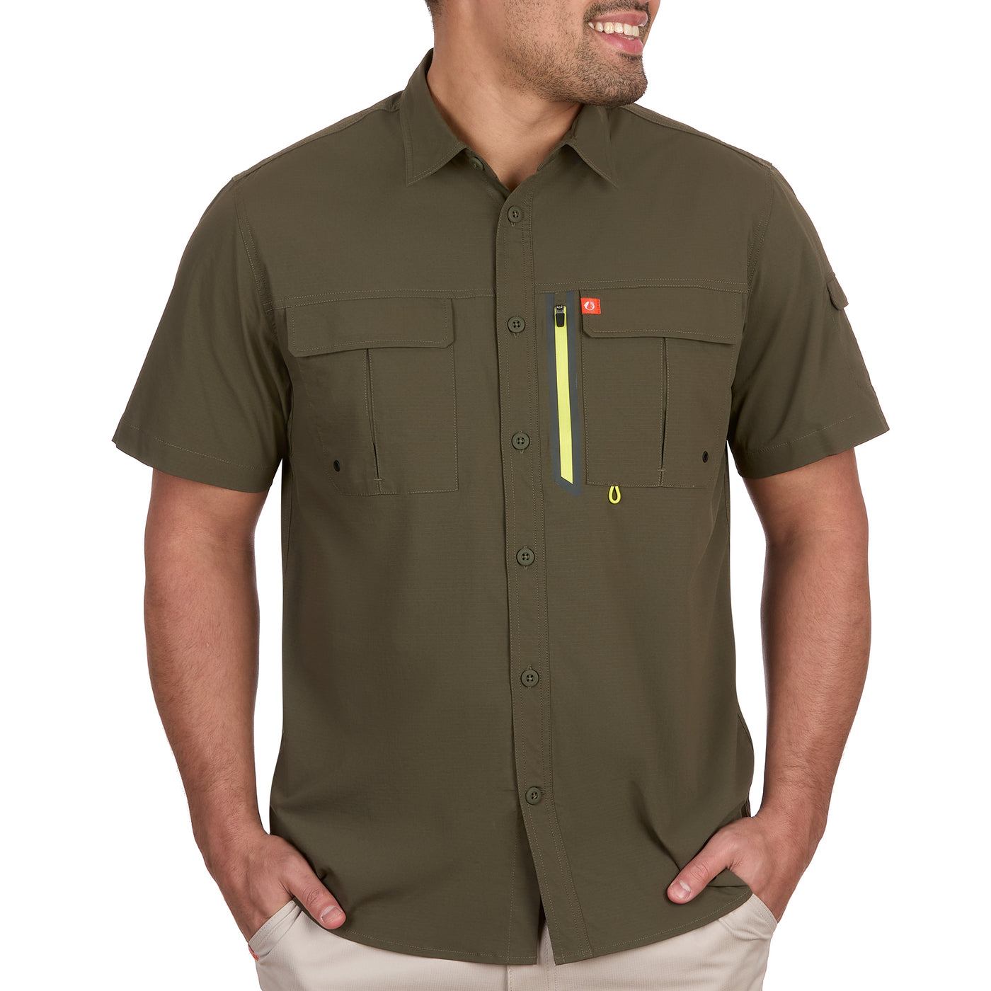 The American Outdoorsman Blackfoot River Short Sleeve Performance Fishing Shirt (Jungle Green, XL)