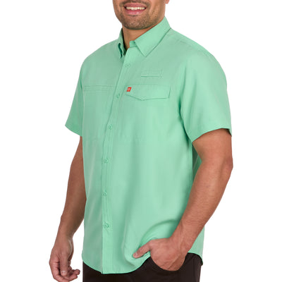 American Outdoorsman Poly Grid Short Sleeve Fishing Shirt with UPF sun protection and quick dry breathable lightweight fabric