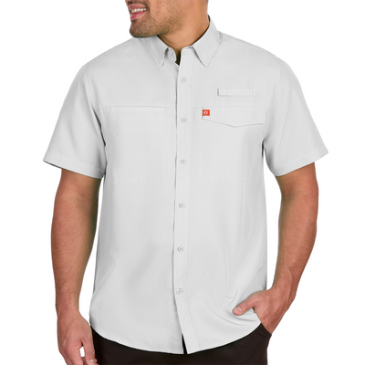 American Outdoorsman Poly Grid Short Sleeve Fishing Shirt with UPF sun protection and quick dry breathable lightweight fabric