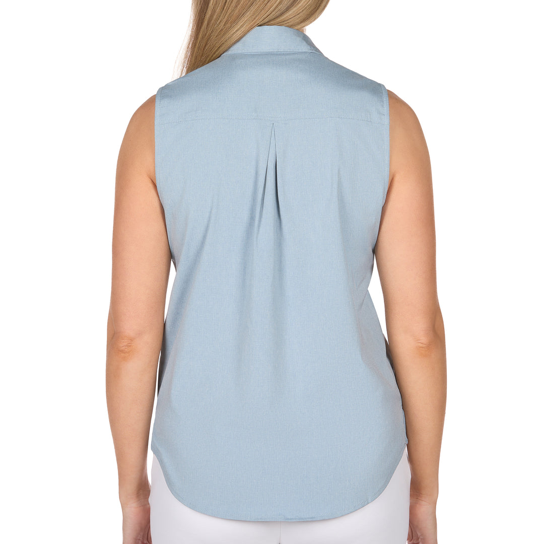 Women's Sleeveless Collared Half-Button Shirt – The American