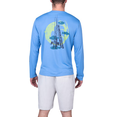 Graphic Long Sleeve Sun Tee - The American Outdoorsman #color_fish-n-poles-marina
