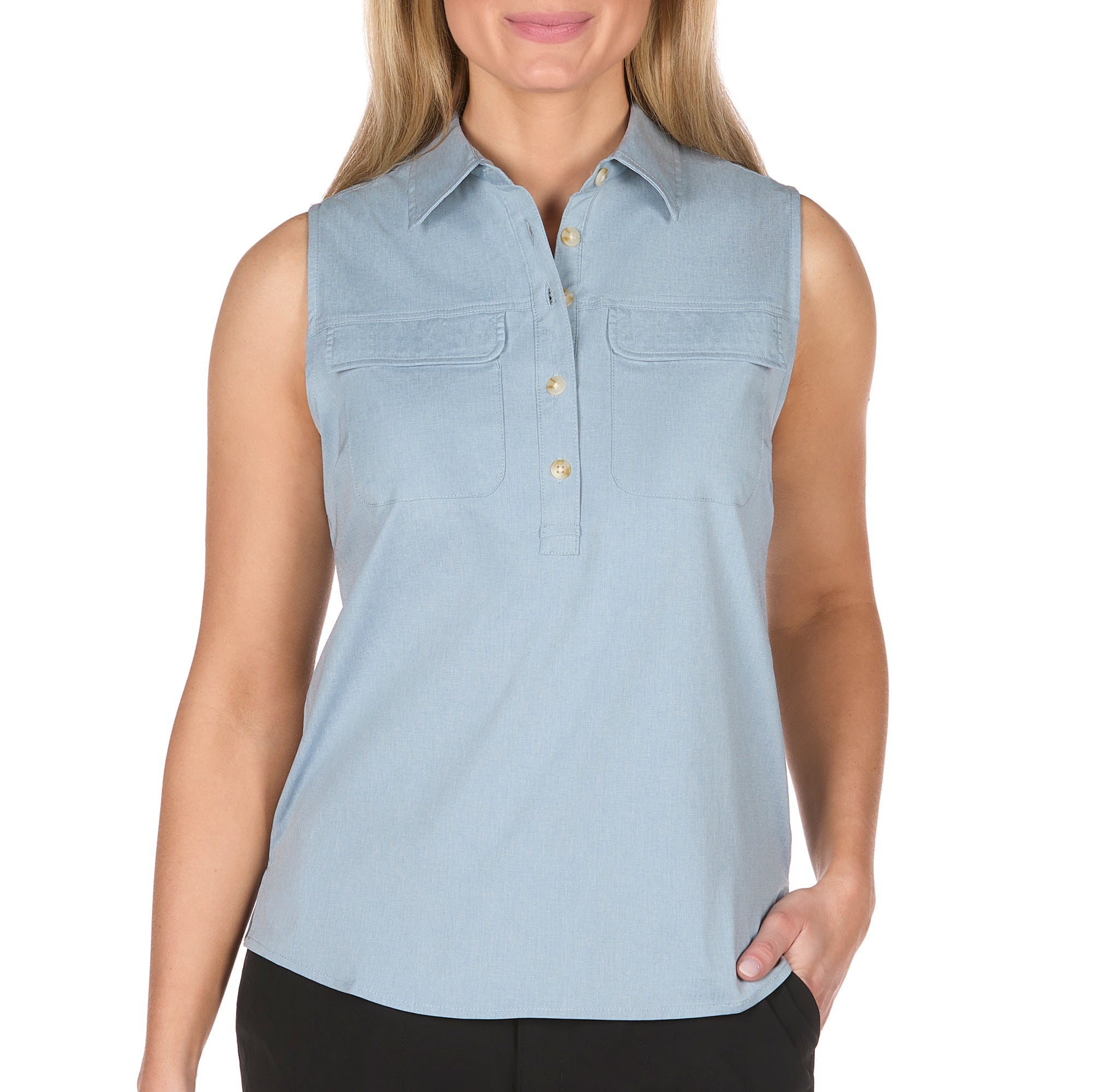 Women's Sleeveless Collared Half-Button Shirt – The American Outdoorsman