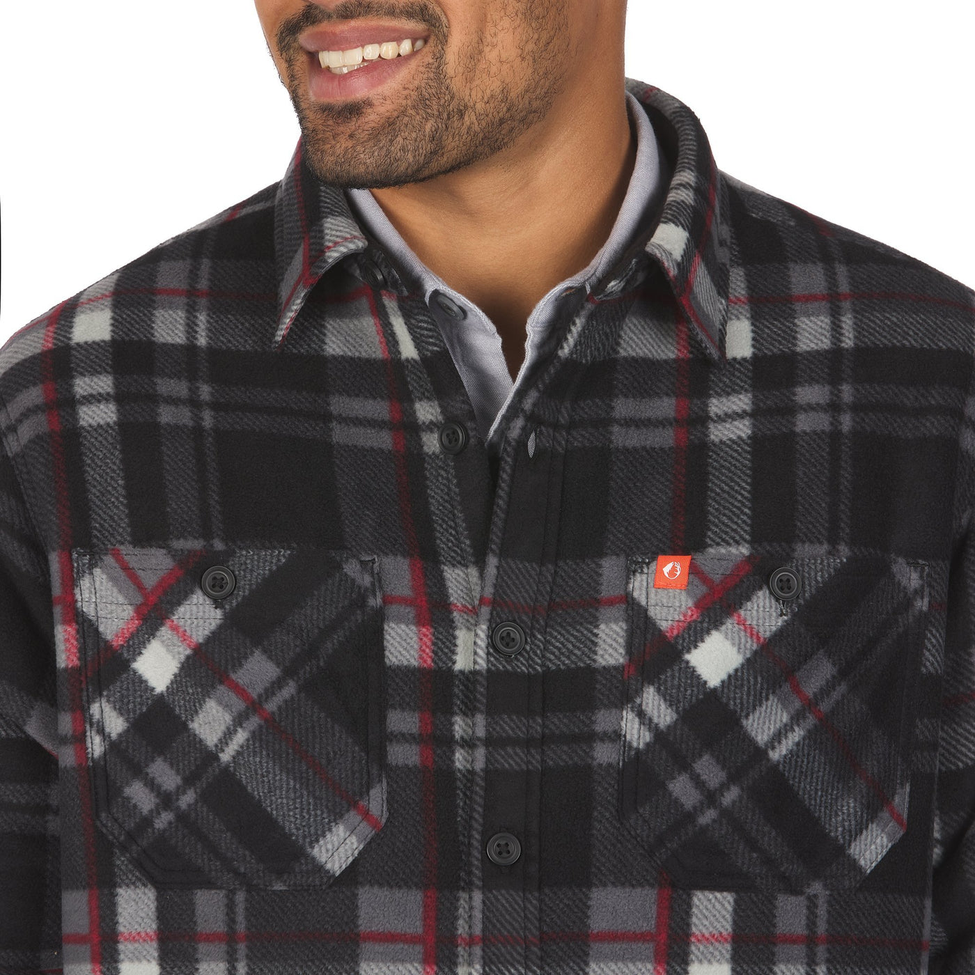 The American Outdoorsman Men's Bonded Polar Fleece Lined Plaid Flannel Shirt Jacket, Perfect for The Outdoors (Black/Grey, Large)
