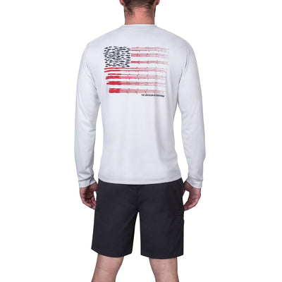 Graphic Long Sleeve Sun Tee - The American Outdoorsman #color_flag-fog-grey