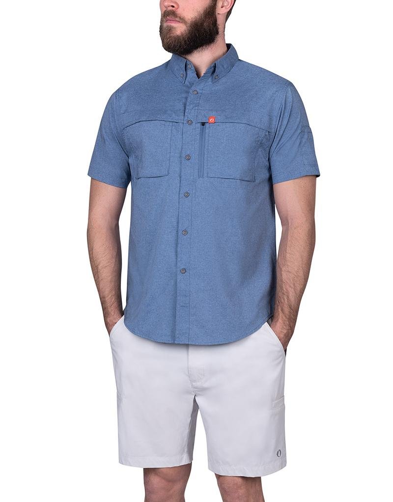 Heather Ripstop Short Sleeve Guide Shirt - The American Outdoorsman #color_blue-heather