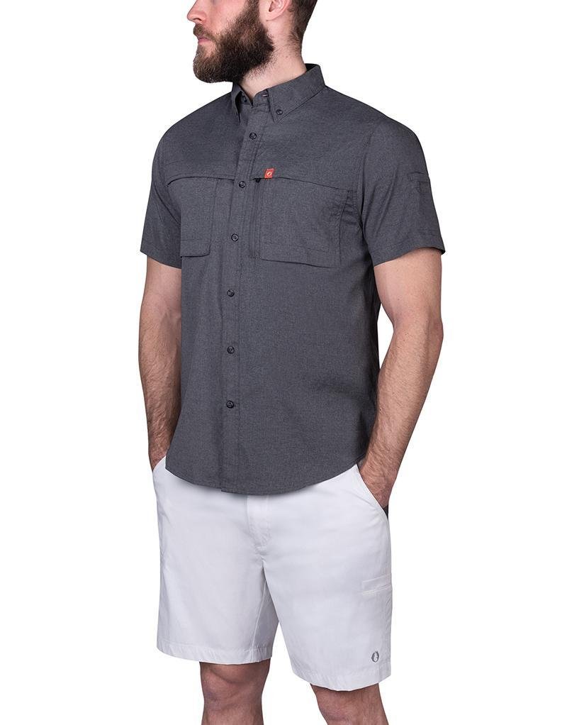 Heather Ripstop Short Sleeve Guide Shirt - The American Outdoorsman #color_charcoal-heather