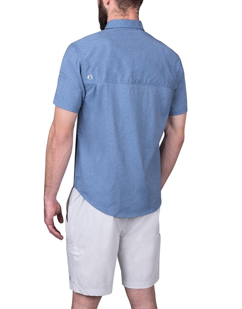 Heather Ripstop Short Sleeve Guide Shirt - The American Outdoorsman #color_blue-heather