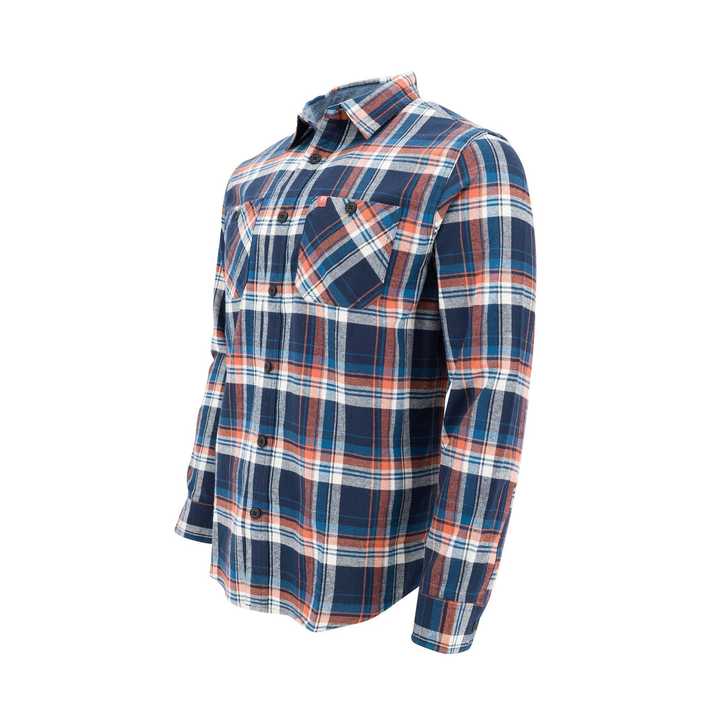Plaid Button-Down Heavyweight Flannel Shirt - The American Outdoorsman #color_navy-orange