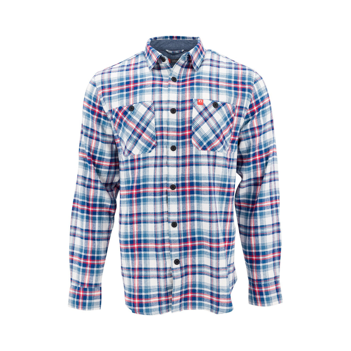 Plaid Button-Down Midweight Flannel Shirt - The American Outdoorsman #color_red-wht-blue