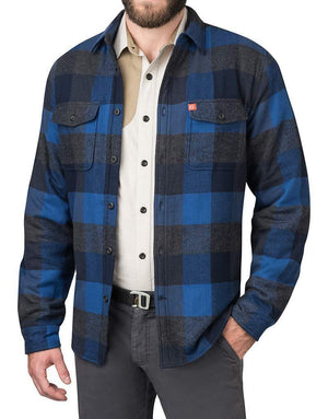 Polar Fleece-Lined Flannel Shirt Jacket - The American Outdoorsman #color_navy-blue-check