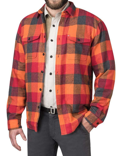 Polar Fleece-Lined Flannel Shirt Jacket - The American Outdoorsman #color_red-orange